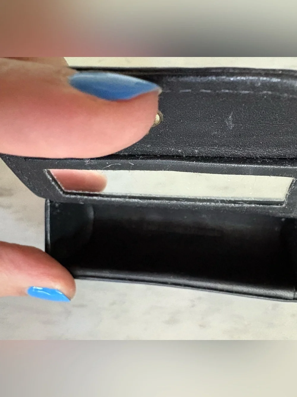 Coach Lipstick Holder / Mini Case – Black Leather Snap Closure - Picture 3 of 5